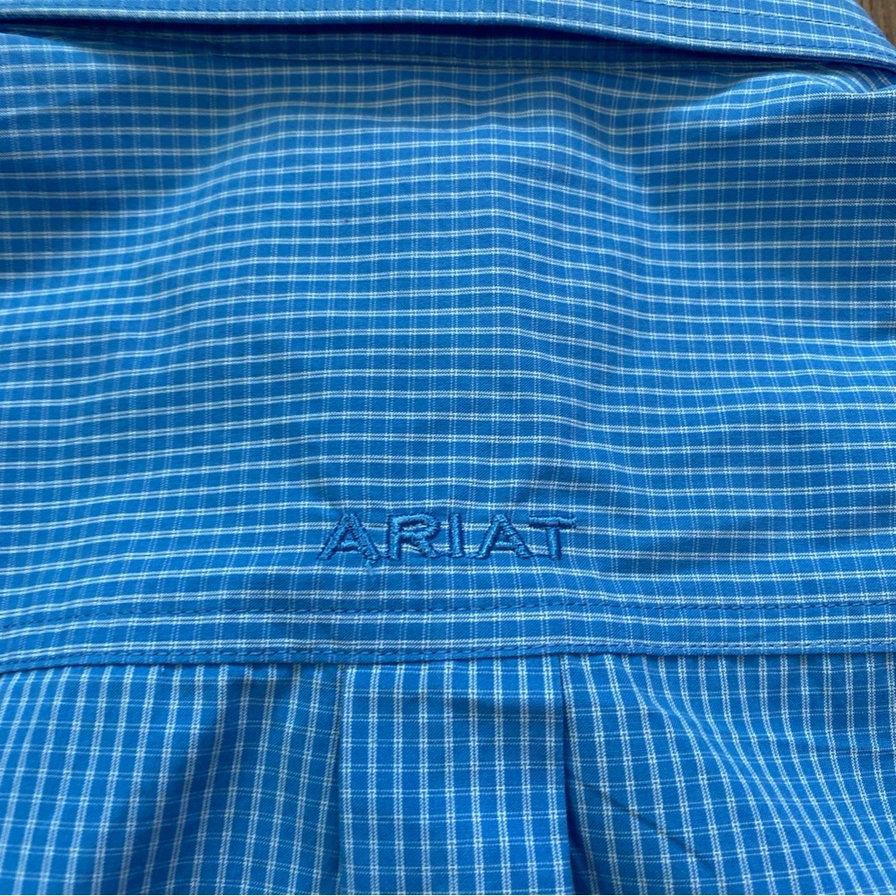Ariat Pro Series Short Sleeve Shirt Mens Large Button Down Blue Plaid - Picture 11 of 11